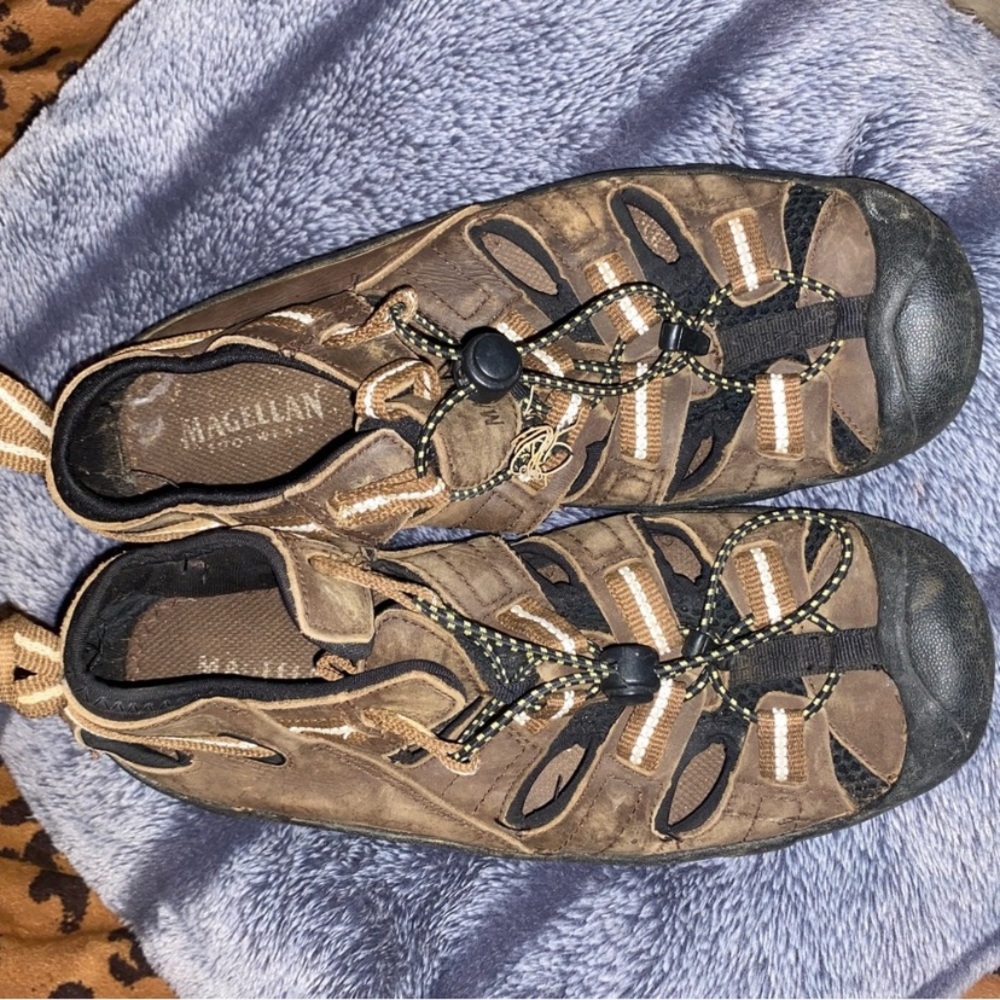 Magellan Outdoors Brown and Black Athletic Shoes with Rugged Soles size 9